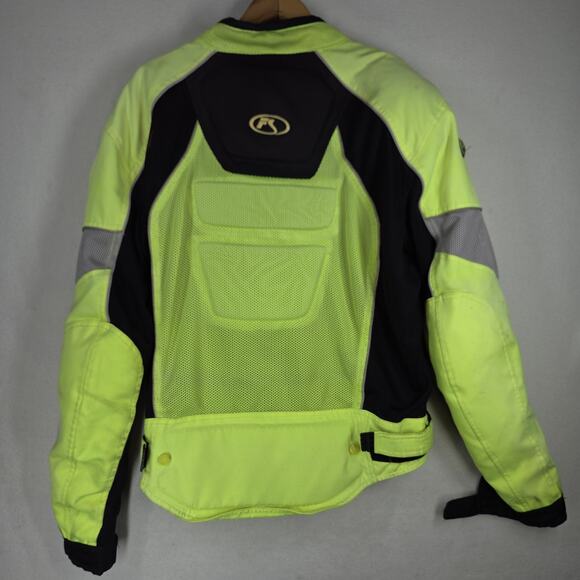Vtg Fieldsheer Jacket Mens XL Neon Green Padded Motorcycle Biking Coat Road Rash - Picture 2 of 13
